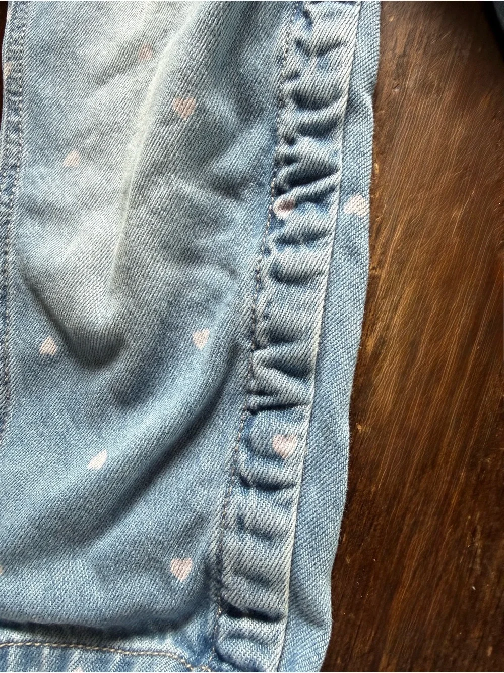 OshKosh B'gosh Light Blue Denim Overalls with Pink Heart Accents